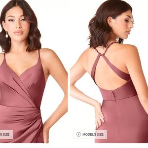 Bridesmaid Dress 
AZAZIE GEANNA Stretch
Amethyst Sheath V-Neck Satin Dress